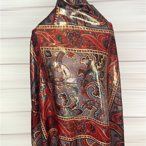 Oscar De La Renta for Accessory Street Vintage Shiny Rayon Blend Square Scarf - Picture 4 of 12